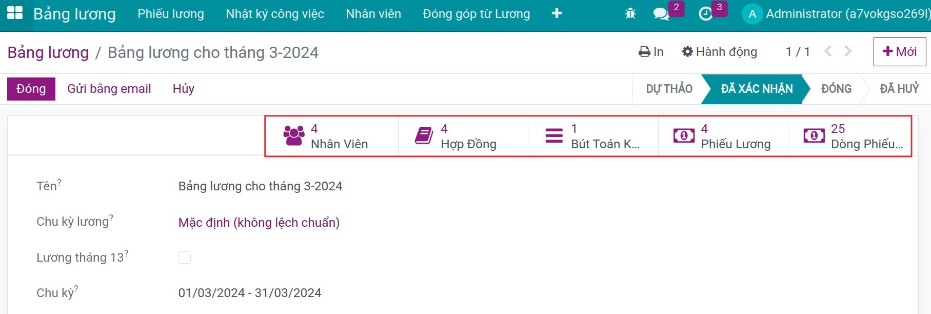 Menu thống kê các giao diện truy vấn từ bảng lương - Phần mềm quản lý tính lương Viindoo