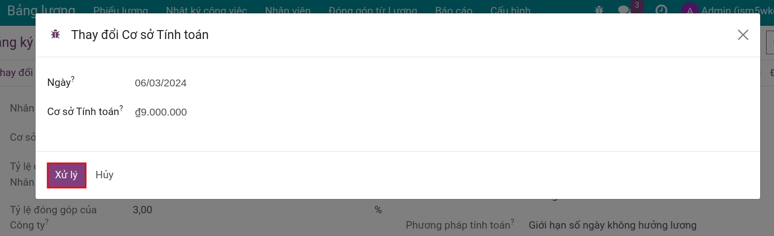 Thay đổi cơ sở tính toán cho bản ghi