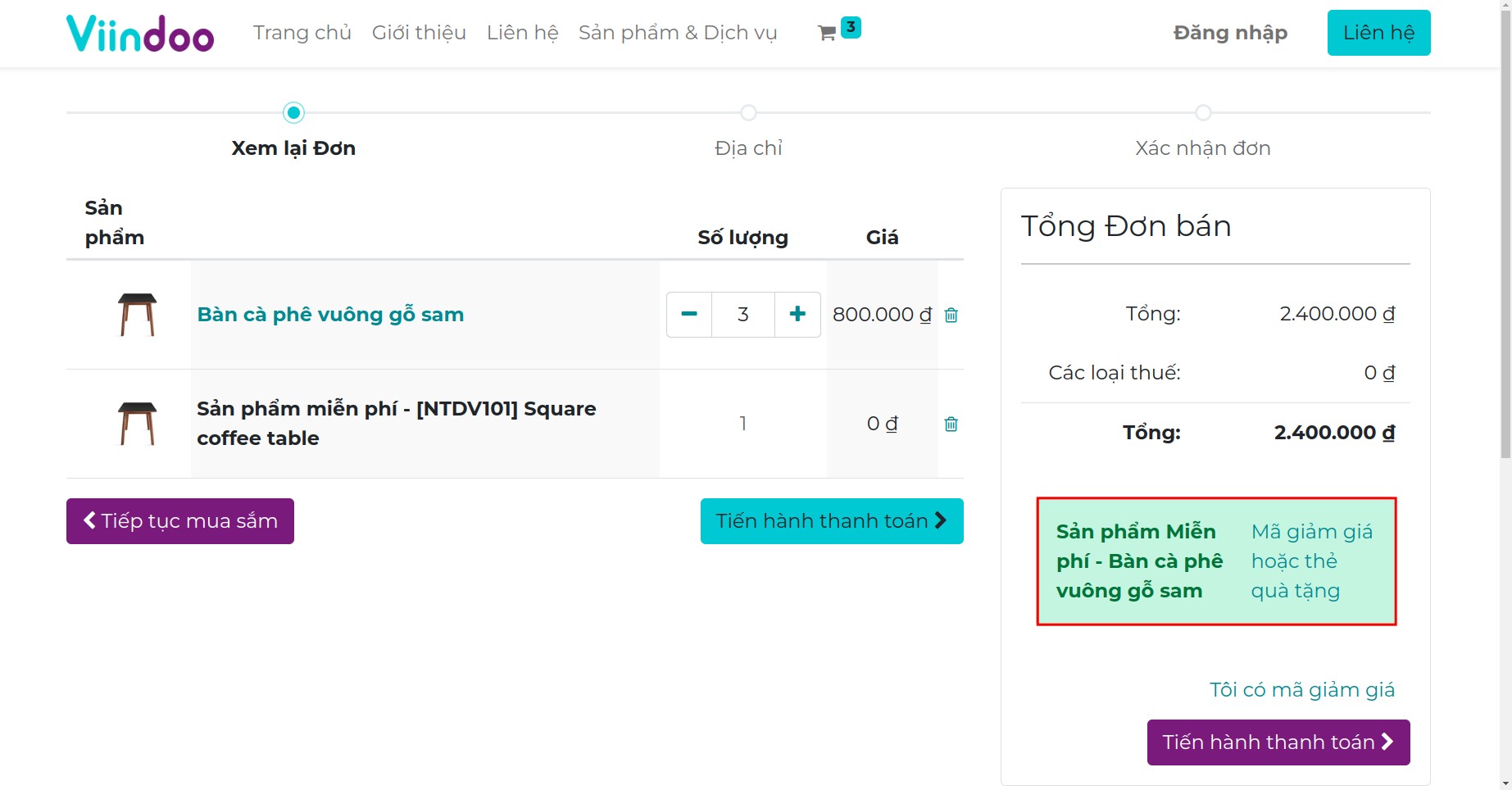 áp dụng chương trình mua x tặng y trên website