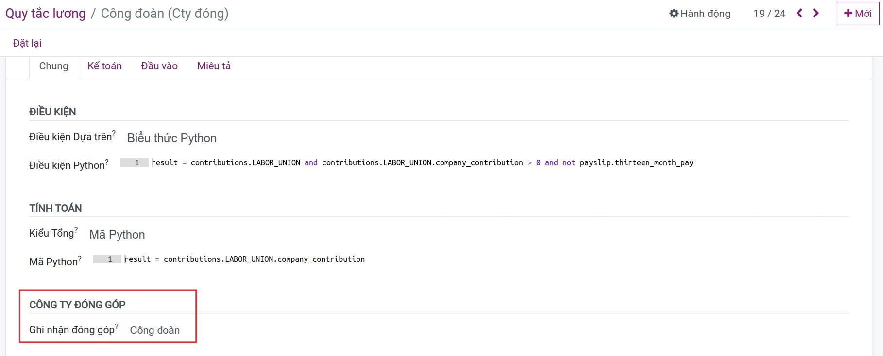 Ghi nhận đóng góp cho bên thứ ba cho phiếu lương Bảng lương Viindoo