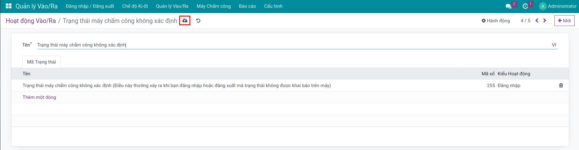 Lưu hoạt động điểm danh sau khi thiết lập