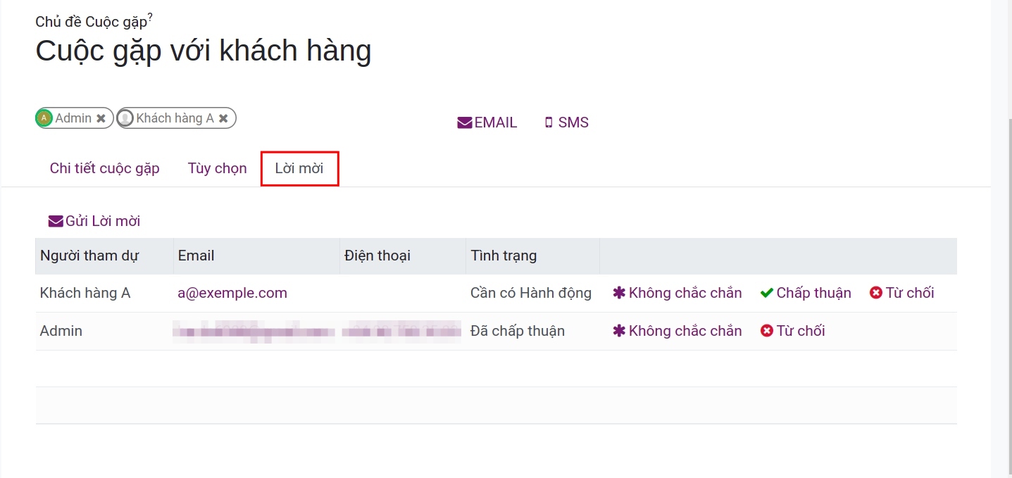 Tab Lời mời