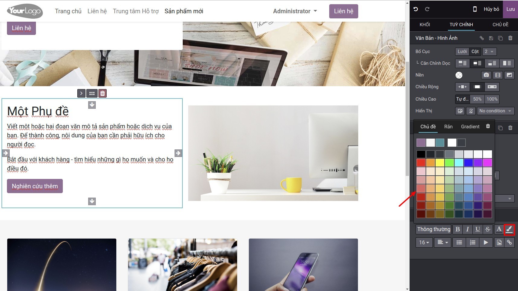 Chỉnh sửa màu nền của văn bản