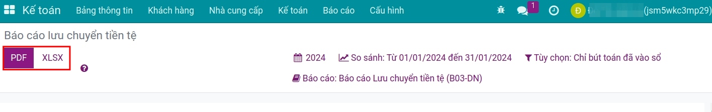 In báo cáo trên Viindoo