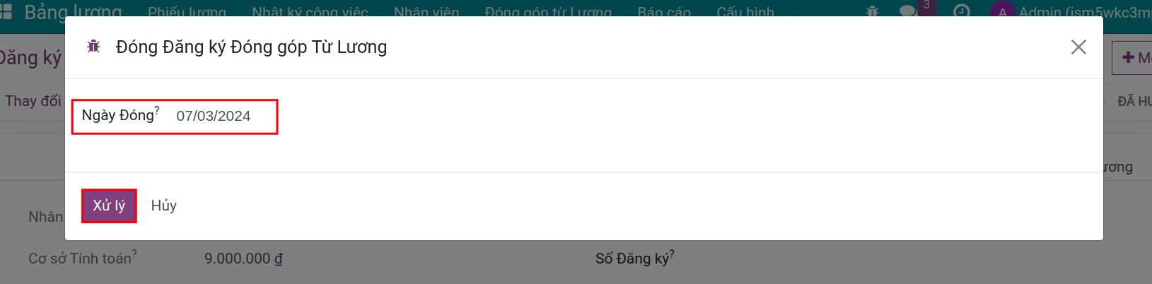 Đóng bản ghi đăng ký đóng bảo hiểm