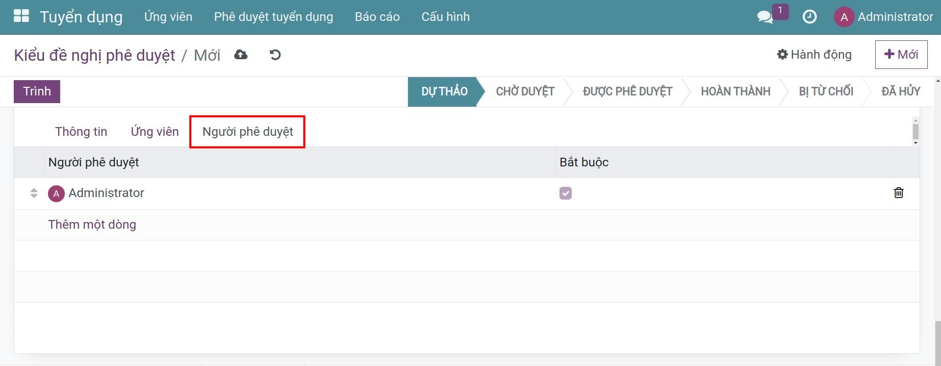 Người phê duyệt Đề nghị Tuyển dụng