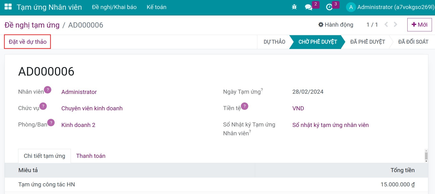 Đặt về Dự thảo