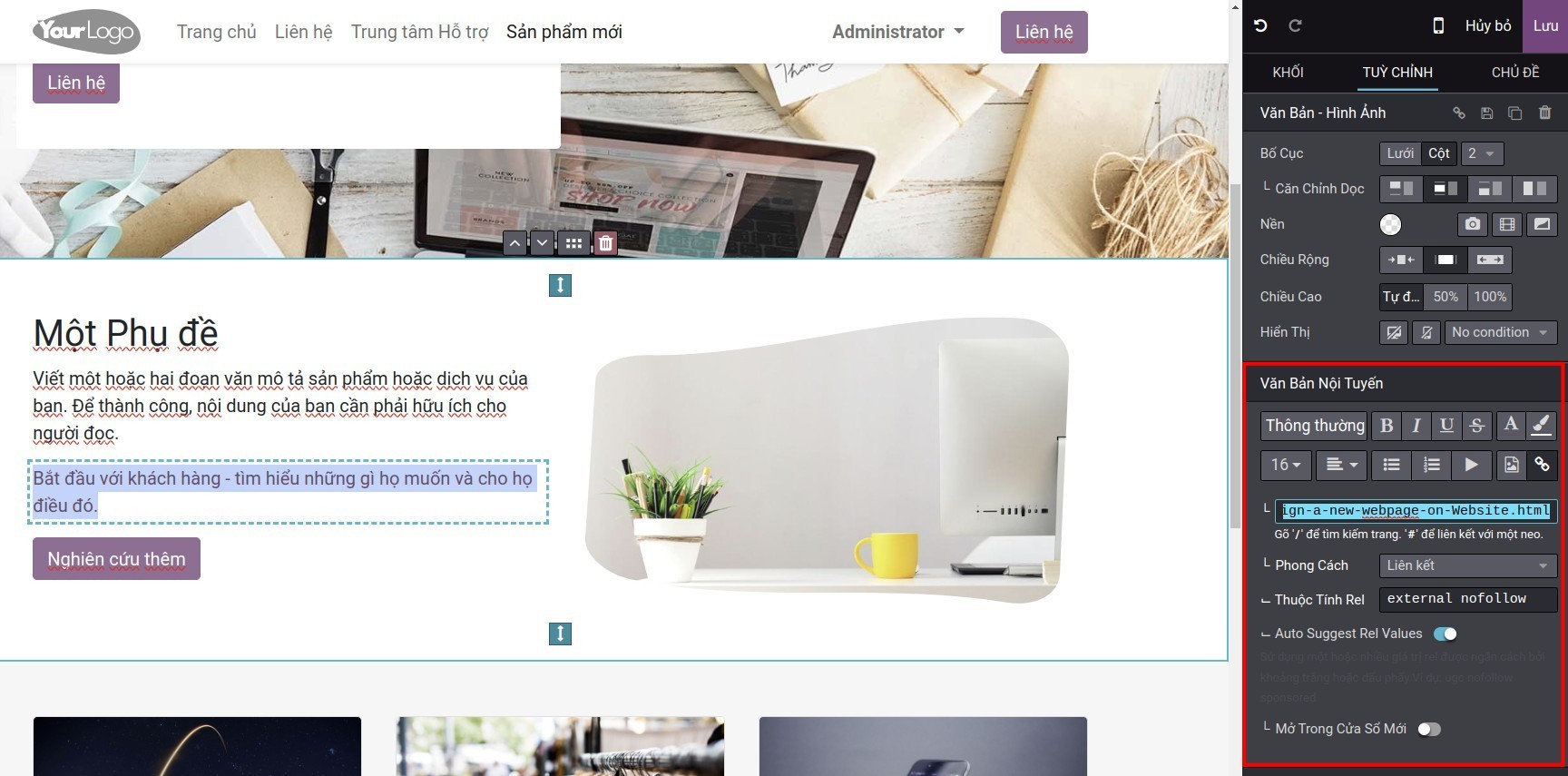 Thêm đường dẫn URL hoặc email