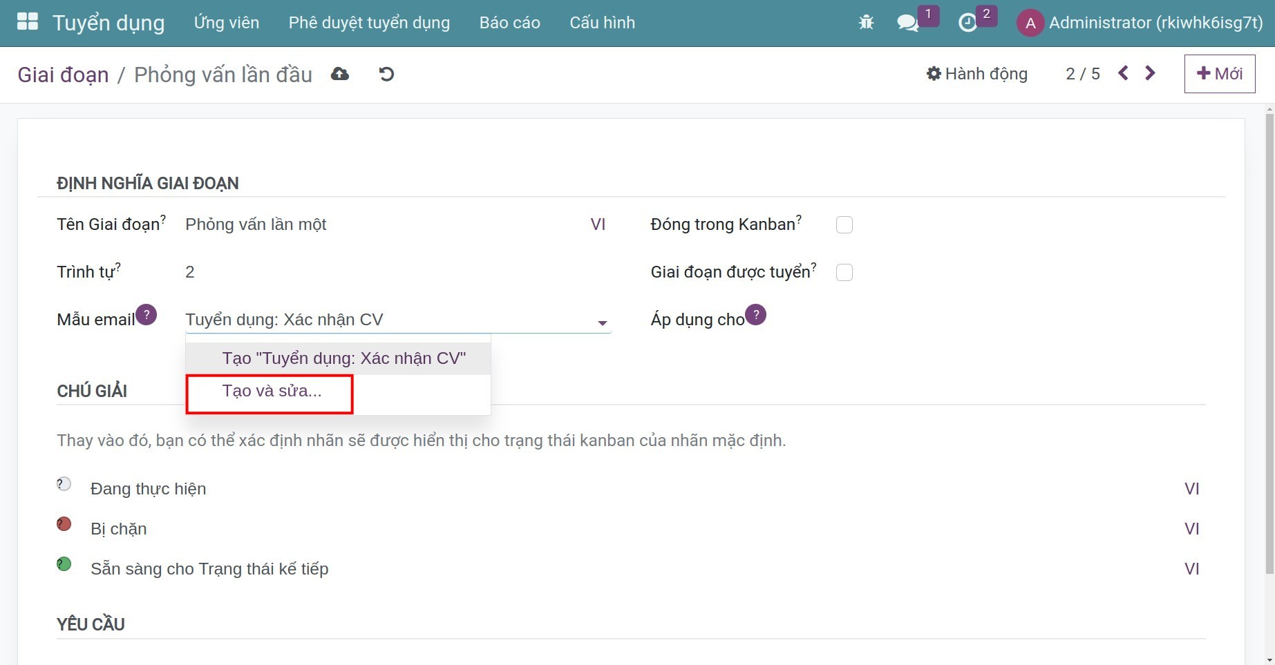 Tạo mẫu email