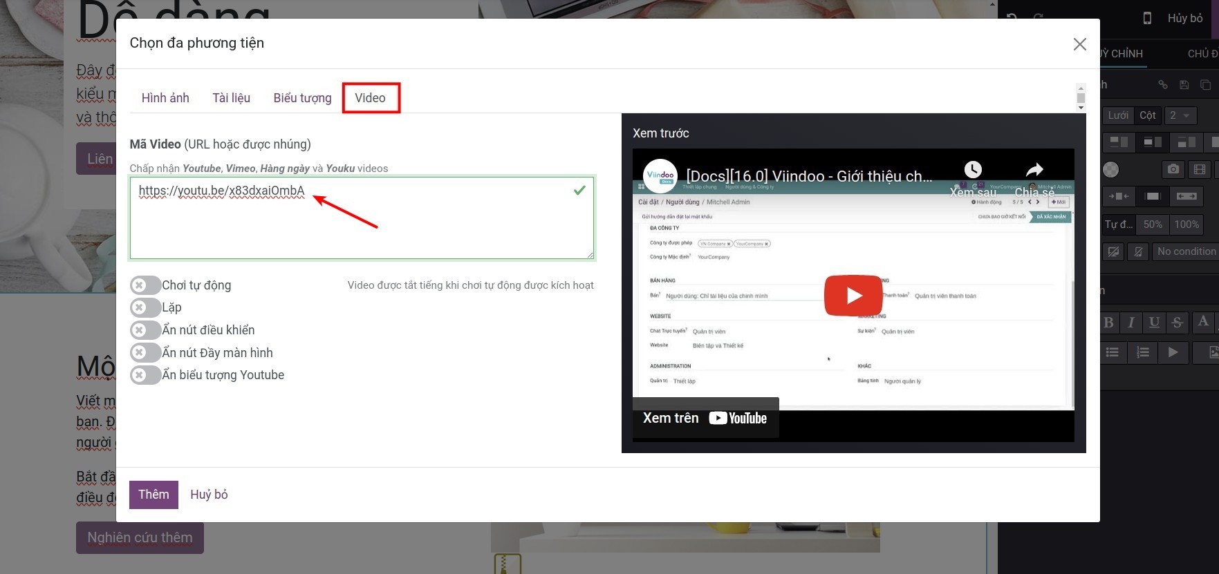 Thêm đường dẫn video
