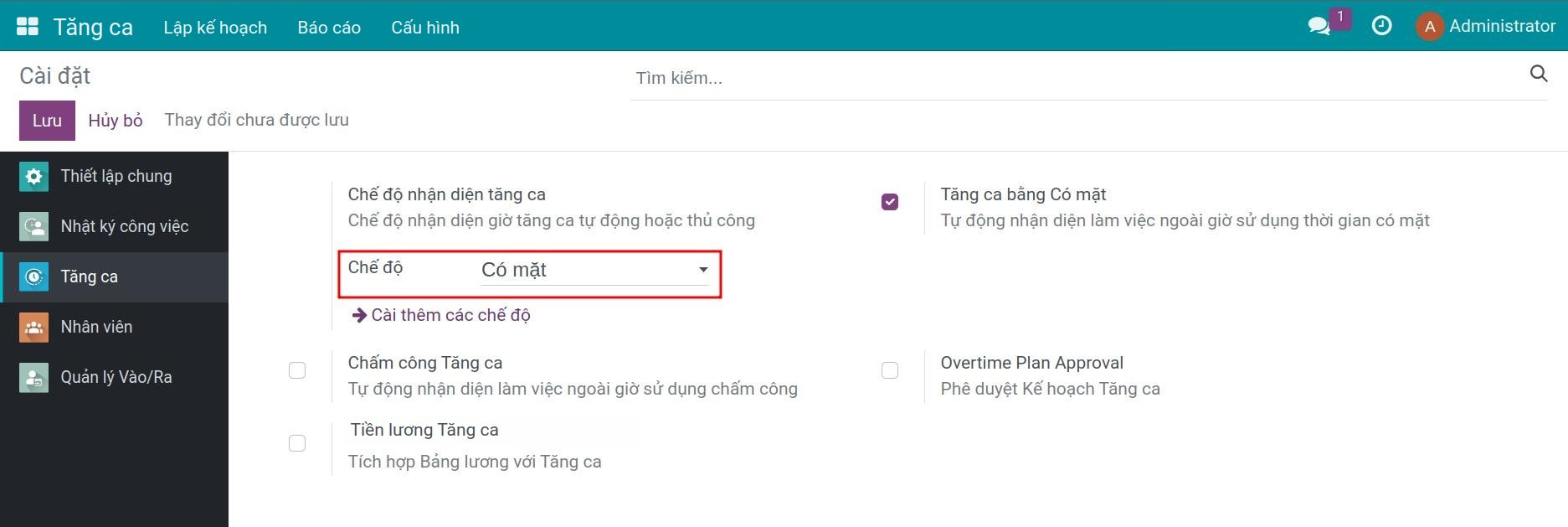 Điểm danh tăng ca