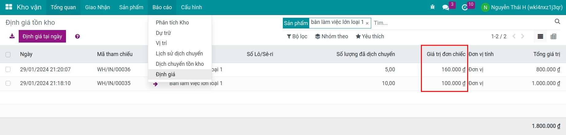 định giá tồn kho