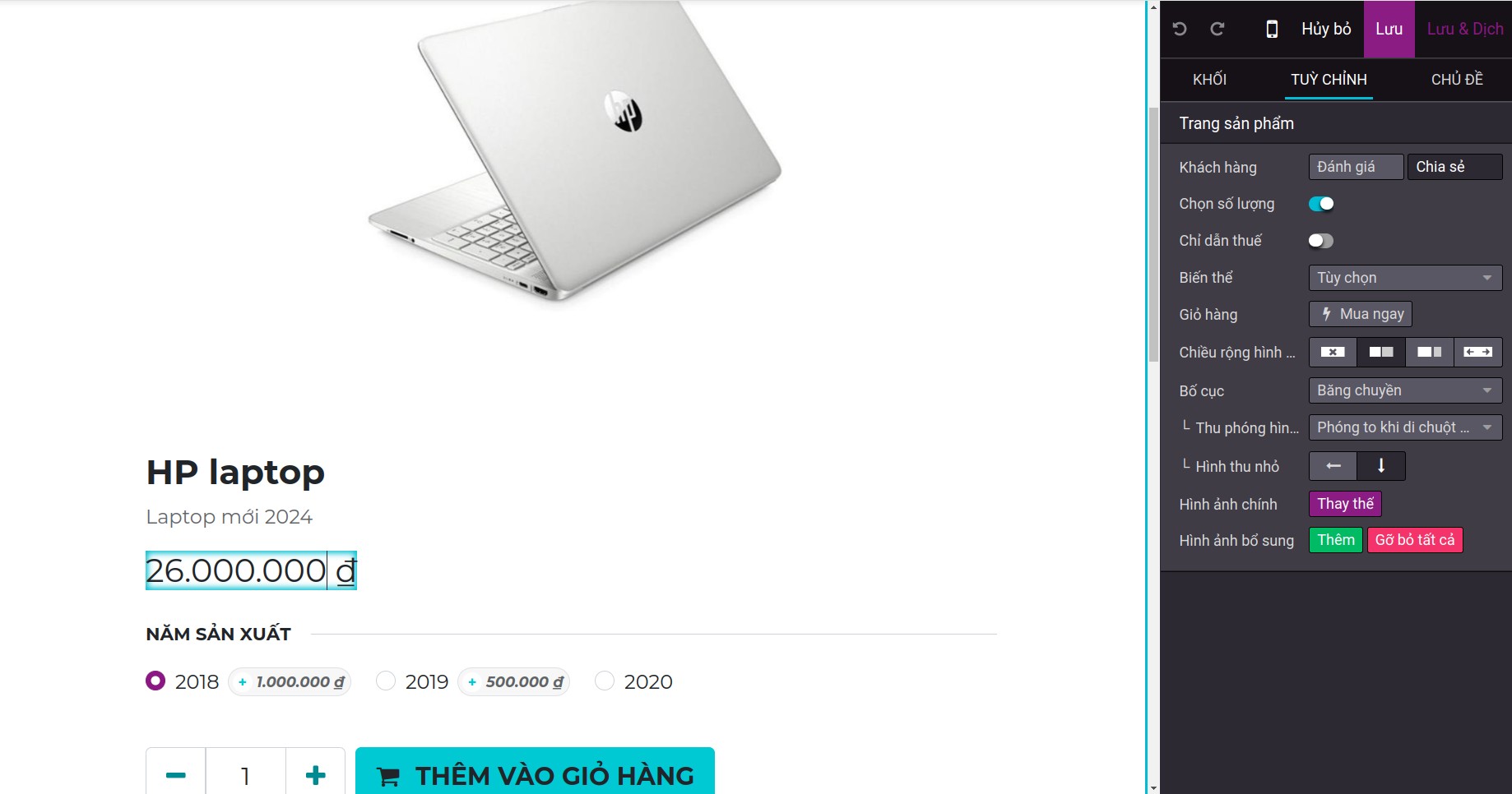 Tạo mới sản phẩm