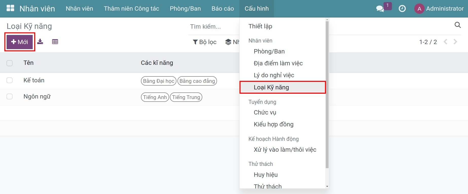 Bấm nút tạo Kiểu kỹ năng