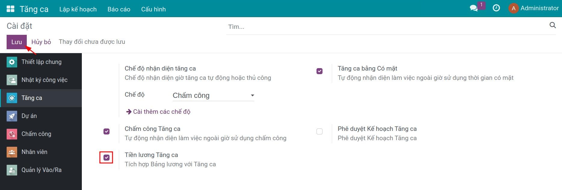 Bảng lương tăng ca