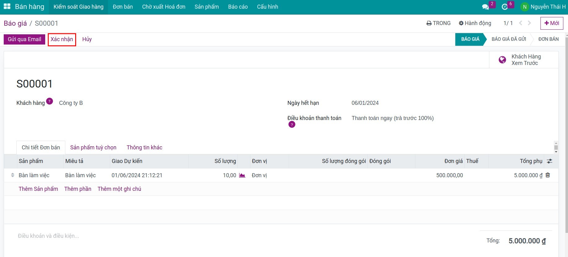 Báo giá MTO Tuyến cung ứng Kho Viindoo