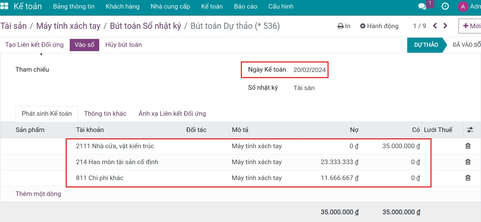Bút toán xoá sổ Tài sản
