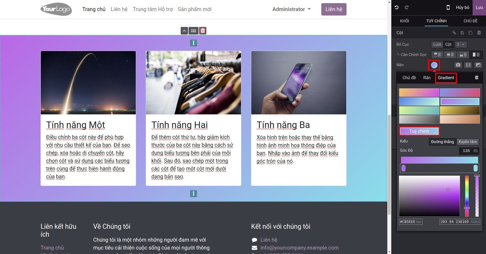 Chọn màu Gradient