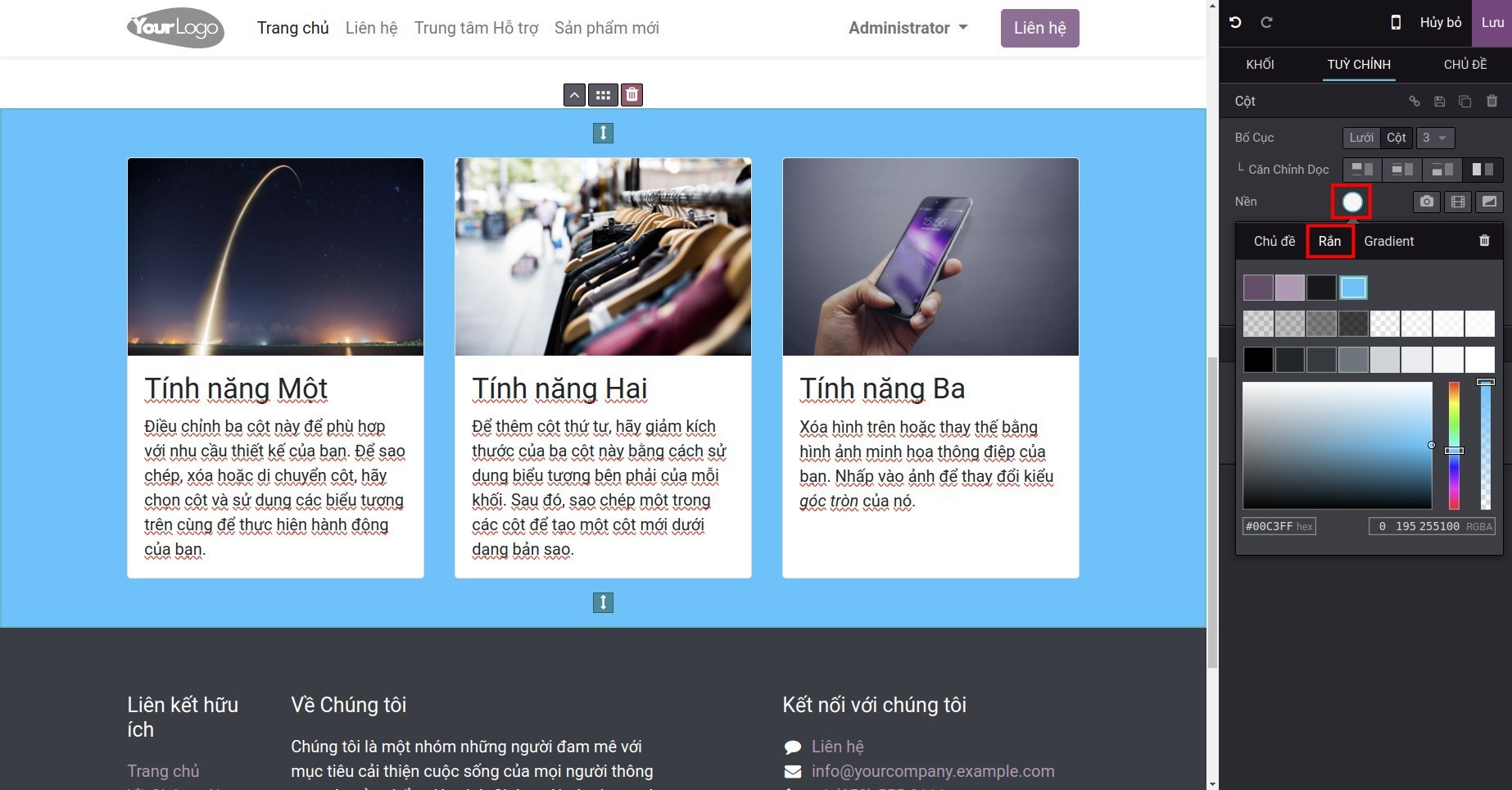 Thay đổi màu nền