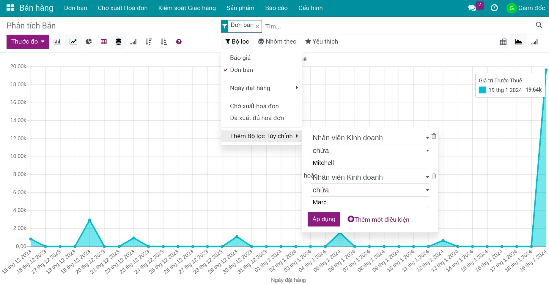 Sử dụng bộ lọc dữ liệu báo cáo