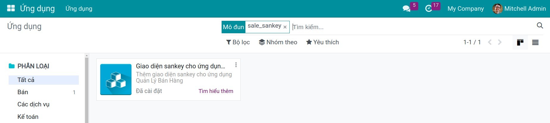 Cài đặt biểu đồ Sankey cho ứng dụng Bán hàng - Viindoo
