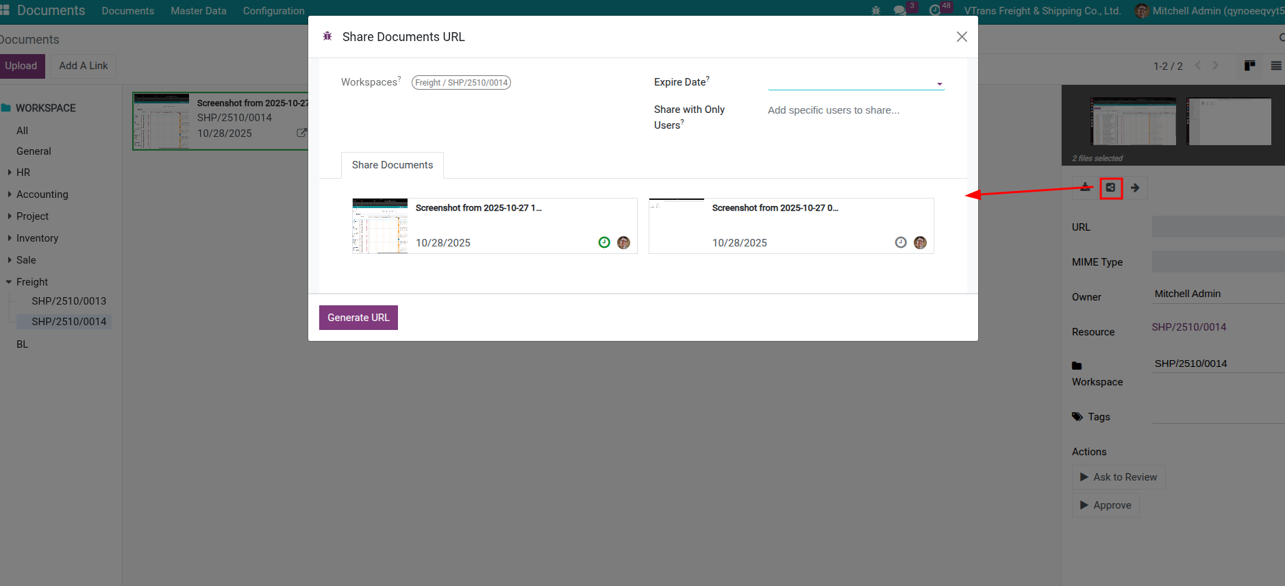 Các tùy chọn chia sẻ tài liệu