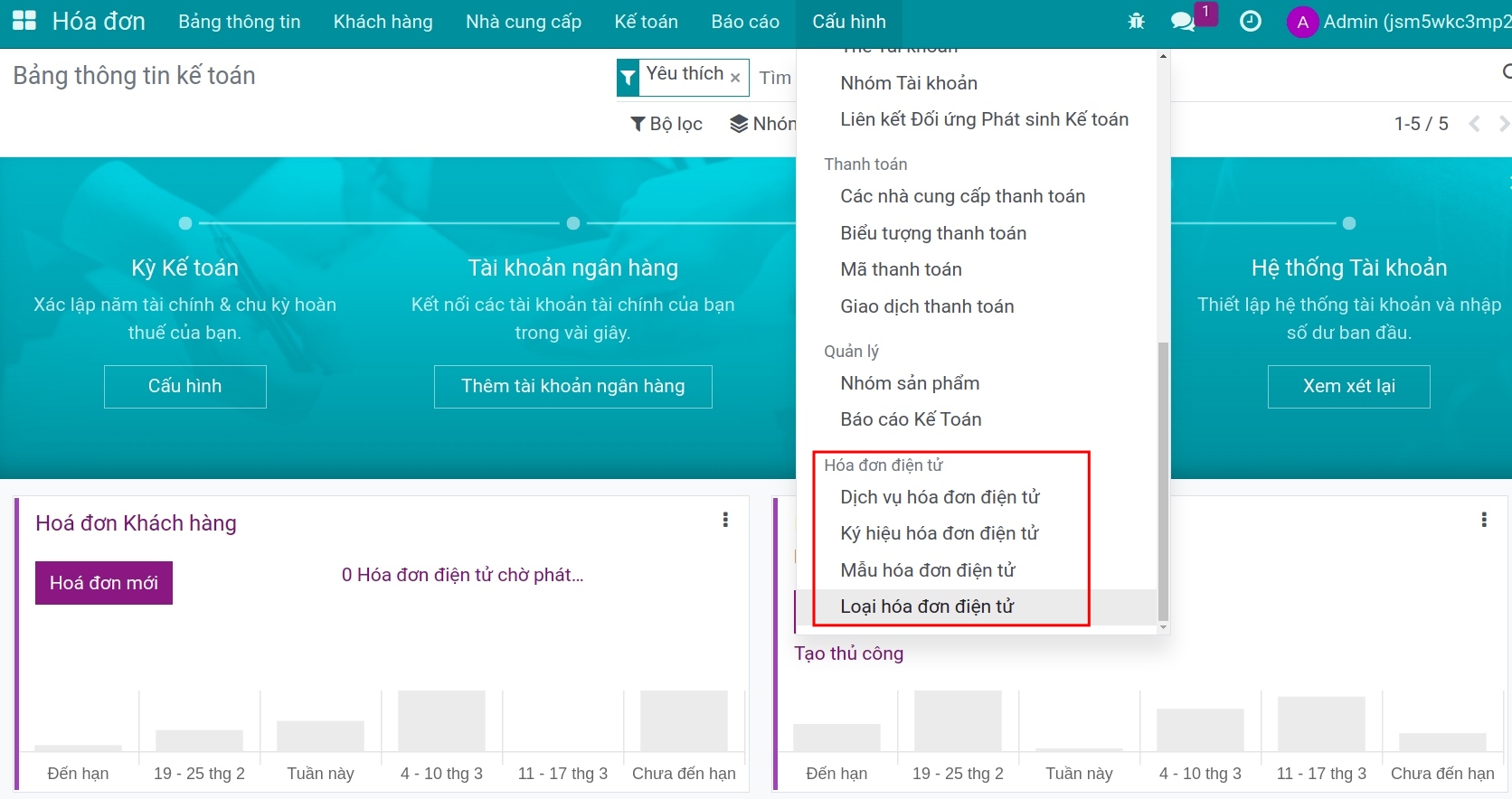 Đường dẫn thiết lập hóa đơn điện tử