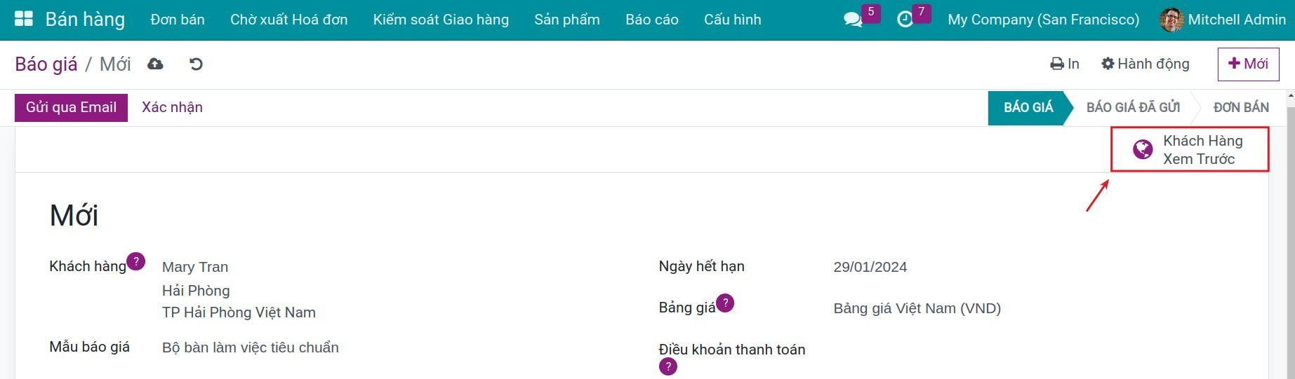 Khách hàng xem trước