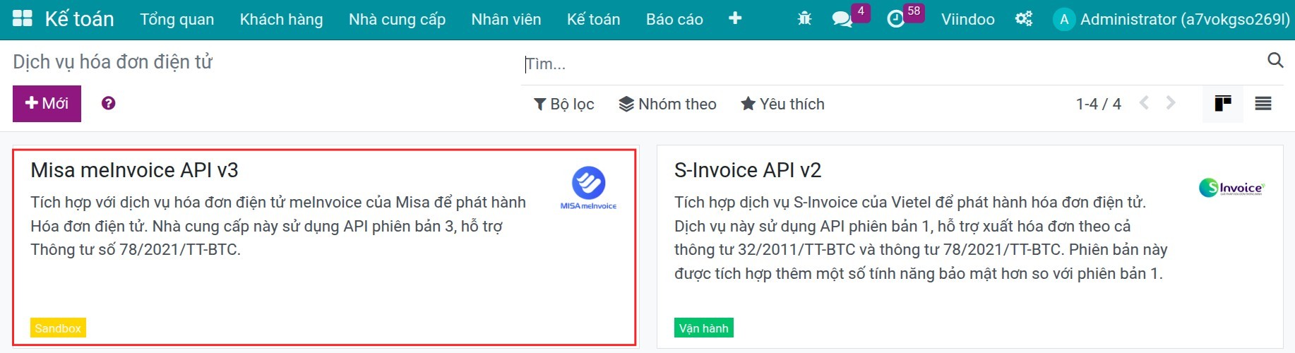 Enable MeInvoice service