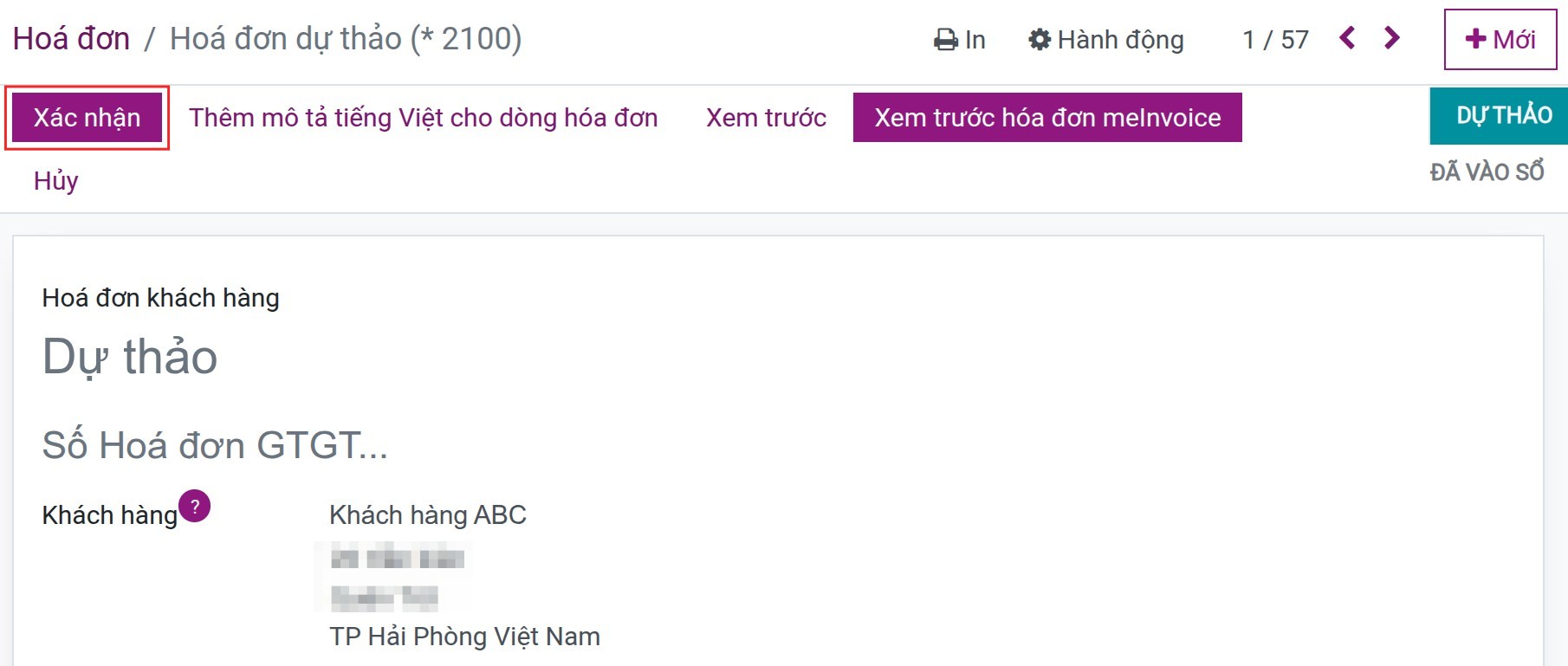 Confirm a customer invoice in Viindoo
