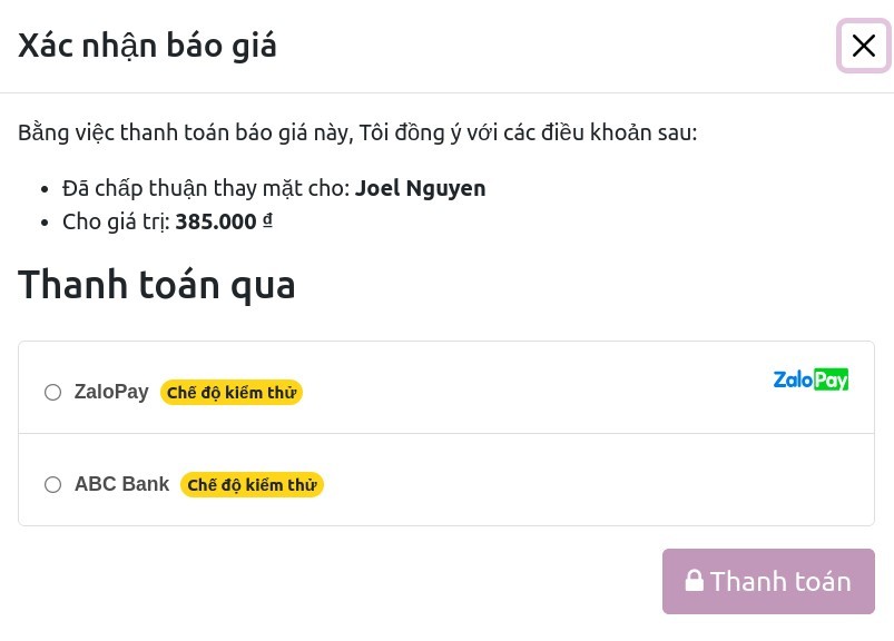 Xác nhận thanh toán Online Payment - Viindoo.