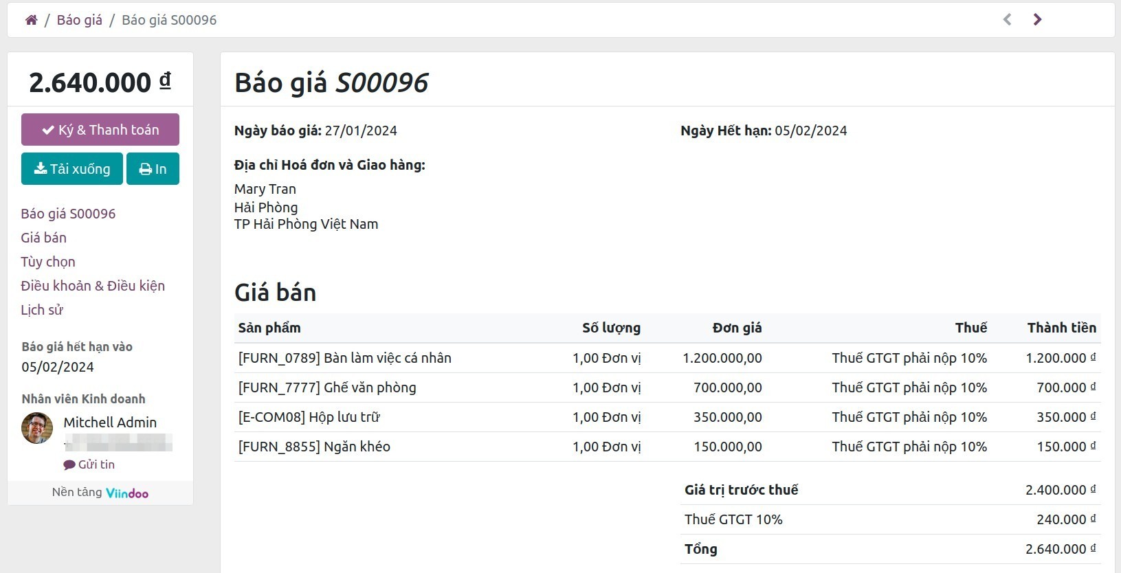 Xem báo giá online