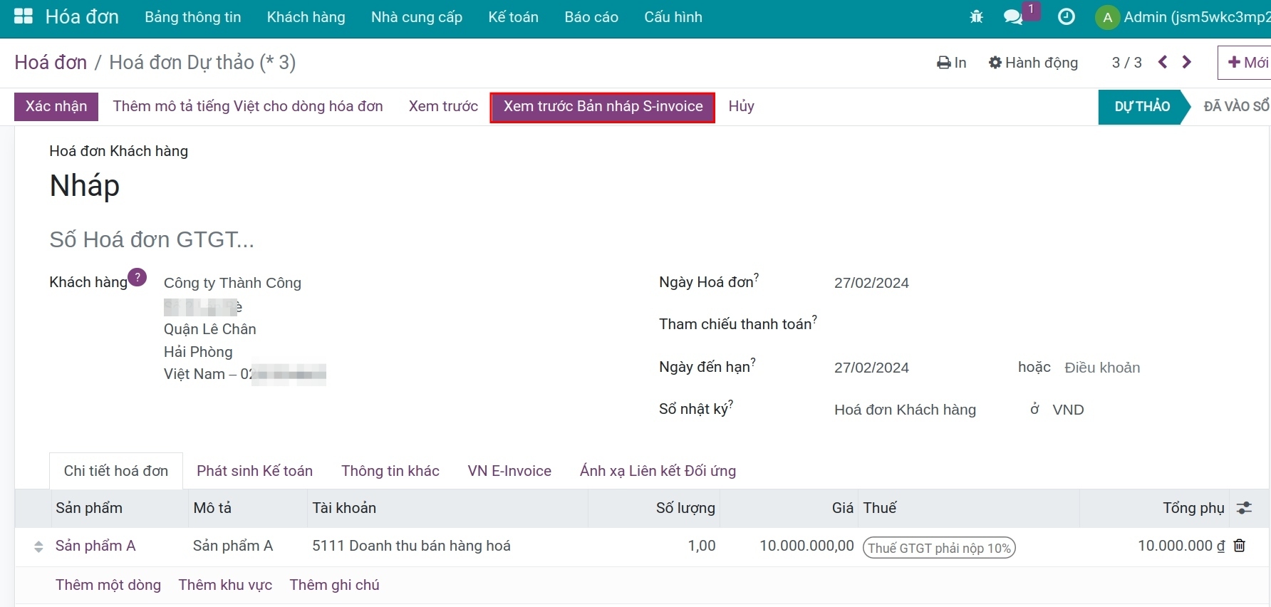 Xem trước hóa đơn điện tử