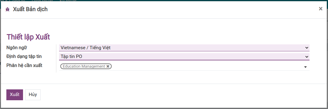 Xuất file dịch vi_VN.po
