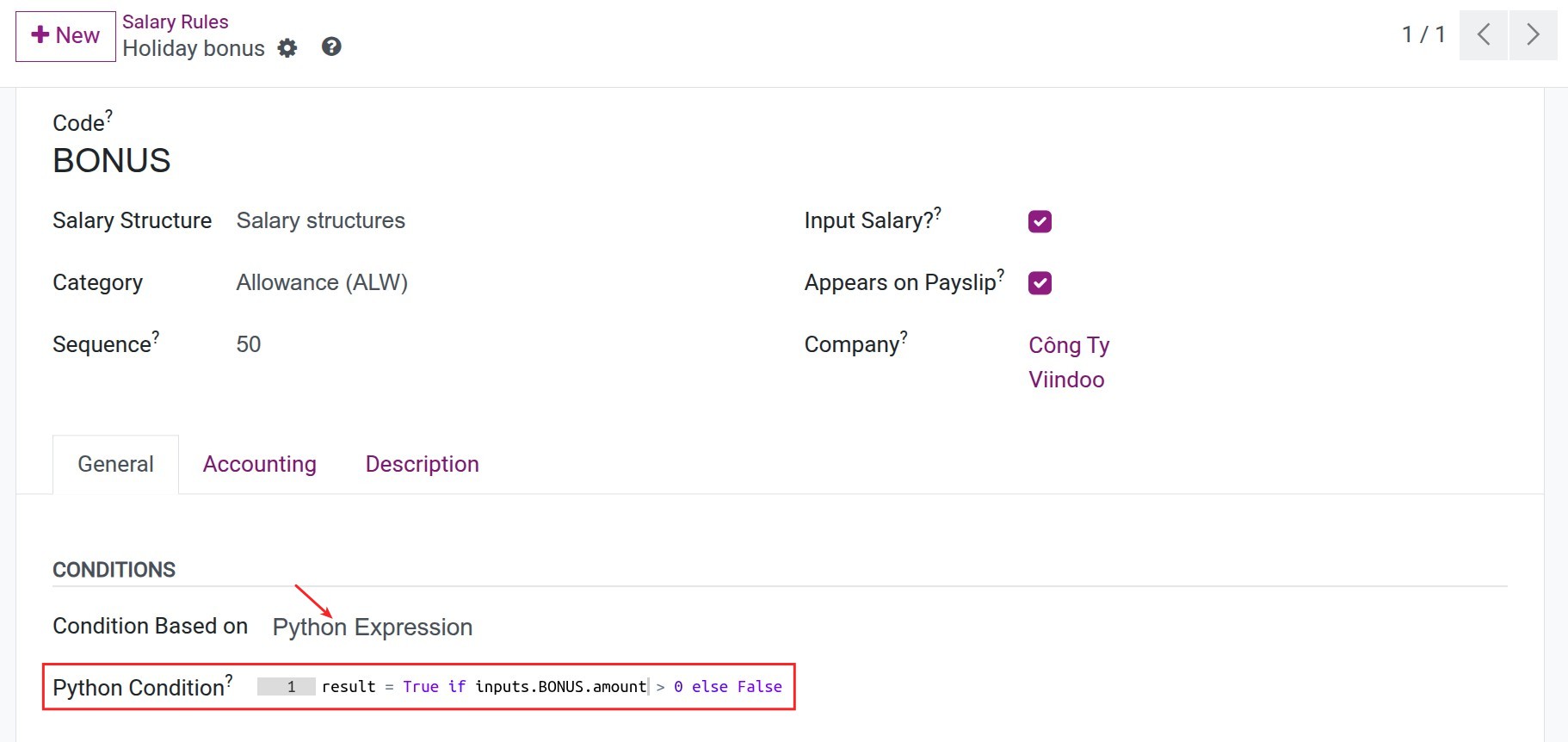 Create a new salary rule