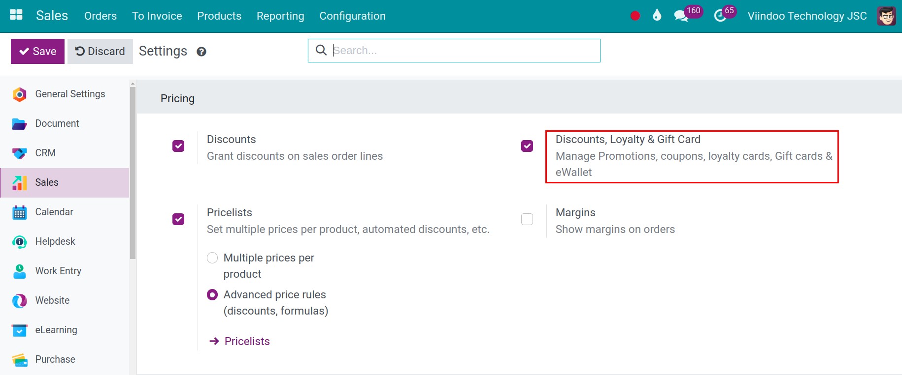Activate Gift Cards and eWallet Feature in Viindoo
