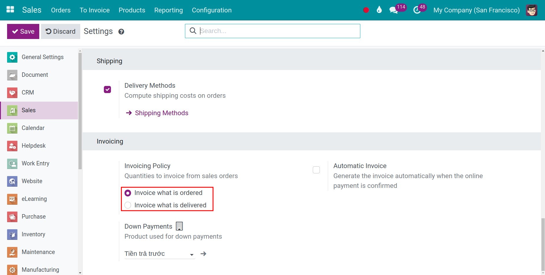 Enable invoicing feature Invoice Viindoo