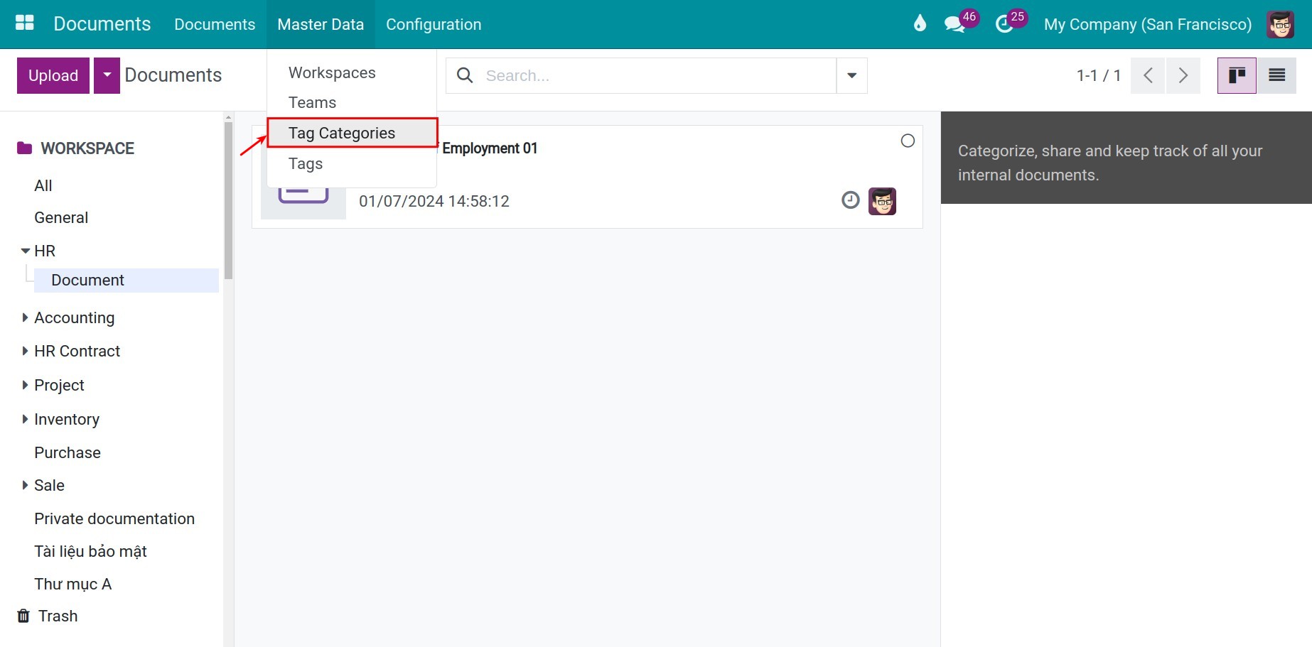 Create a tag category