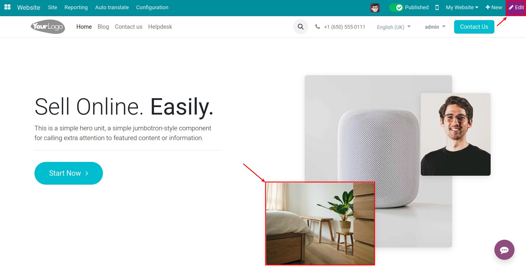 Edit an image in the website