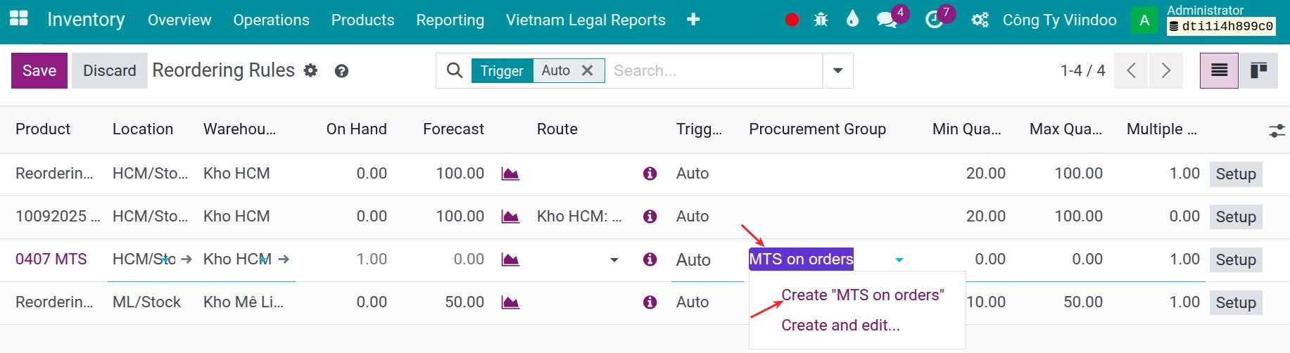Assign procurement group