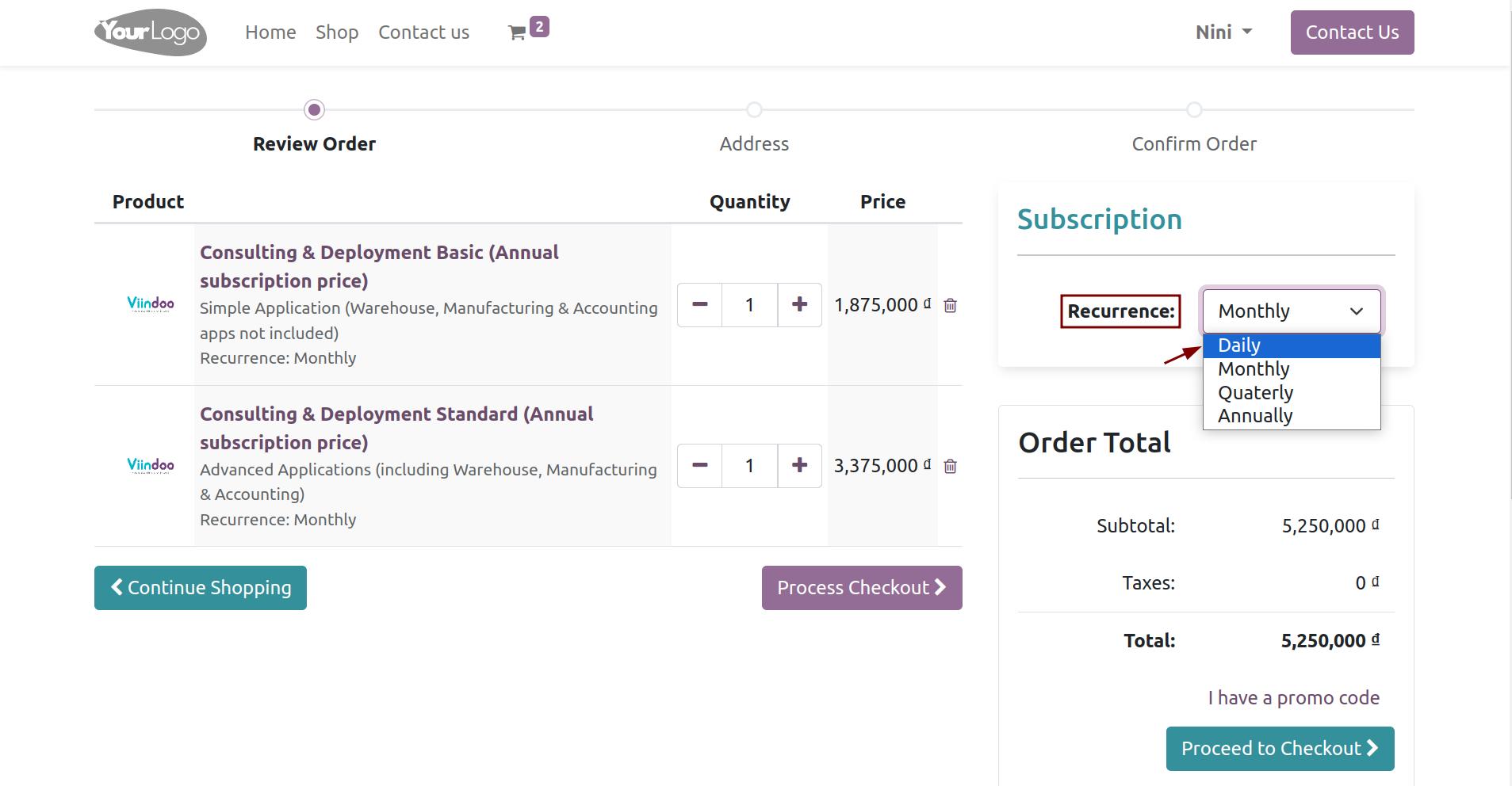 Select sale recurrence