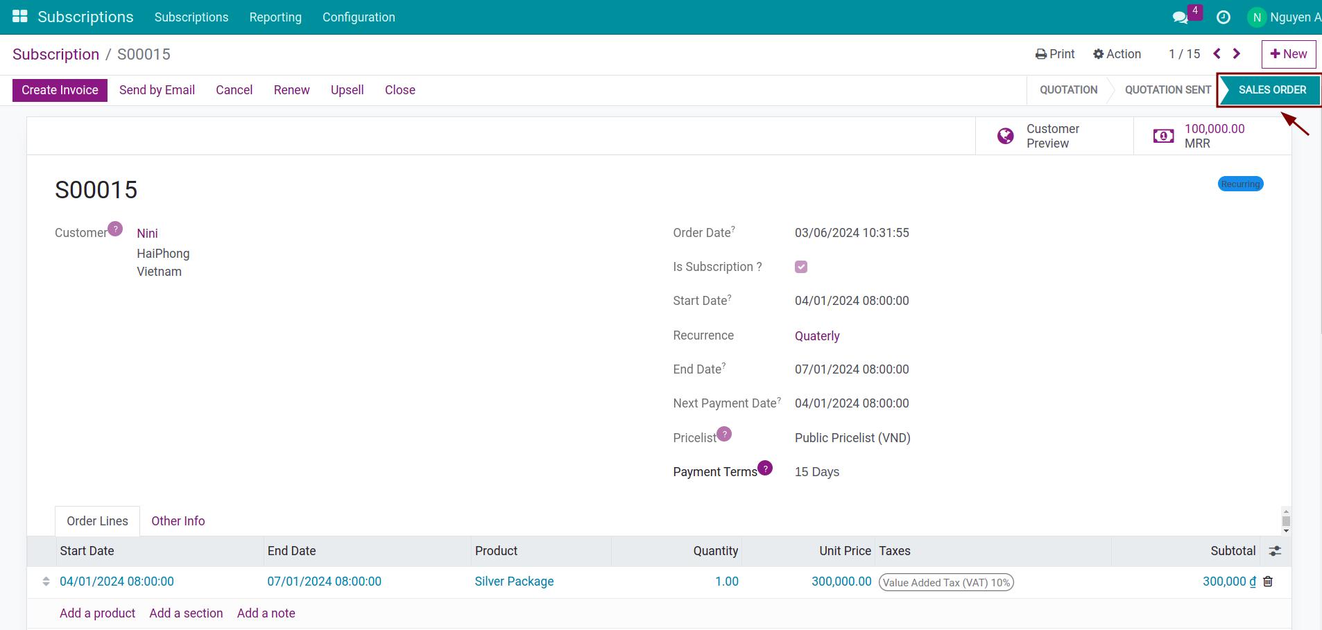 Convert into a sales order