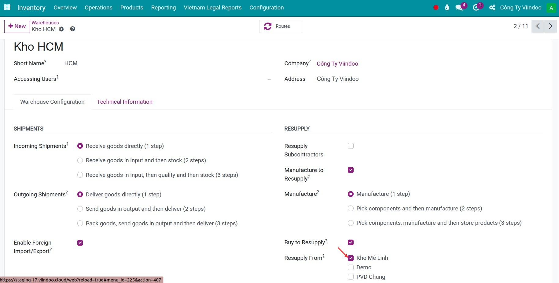 Configure warehouses