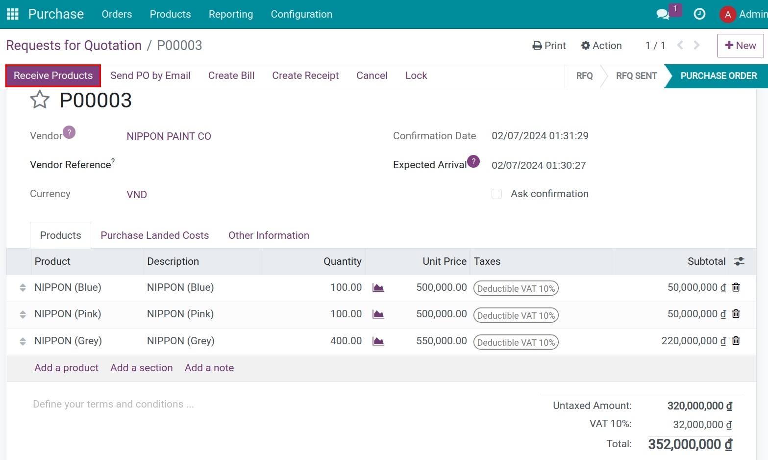 Purchase order - Viindoo Accounting