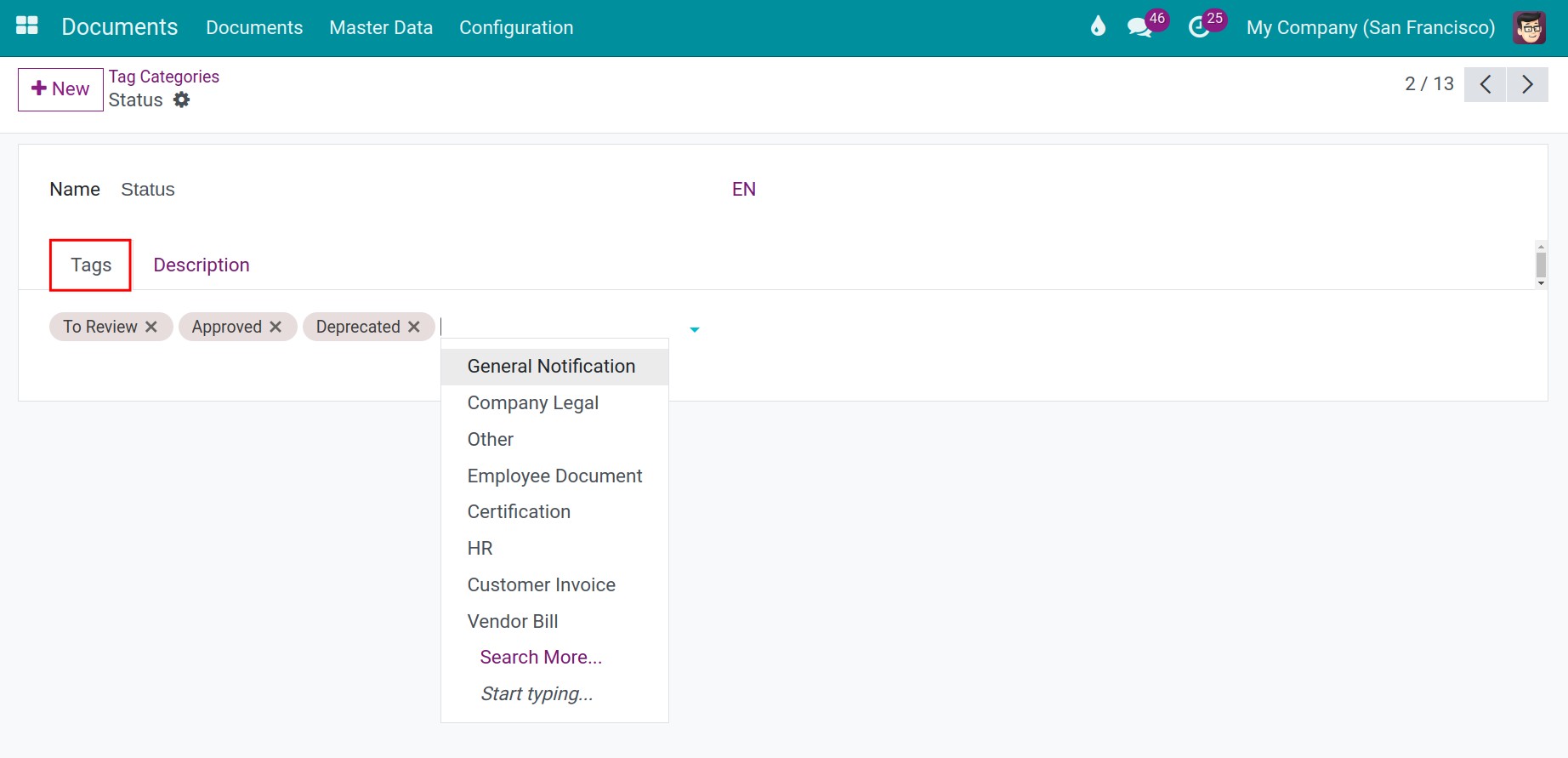 Add tags to a tag category