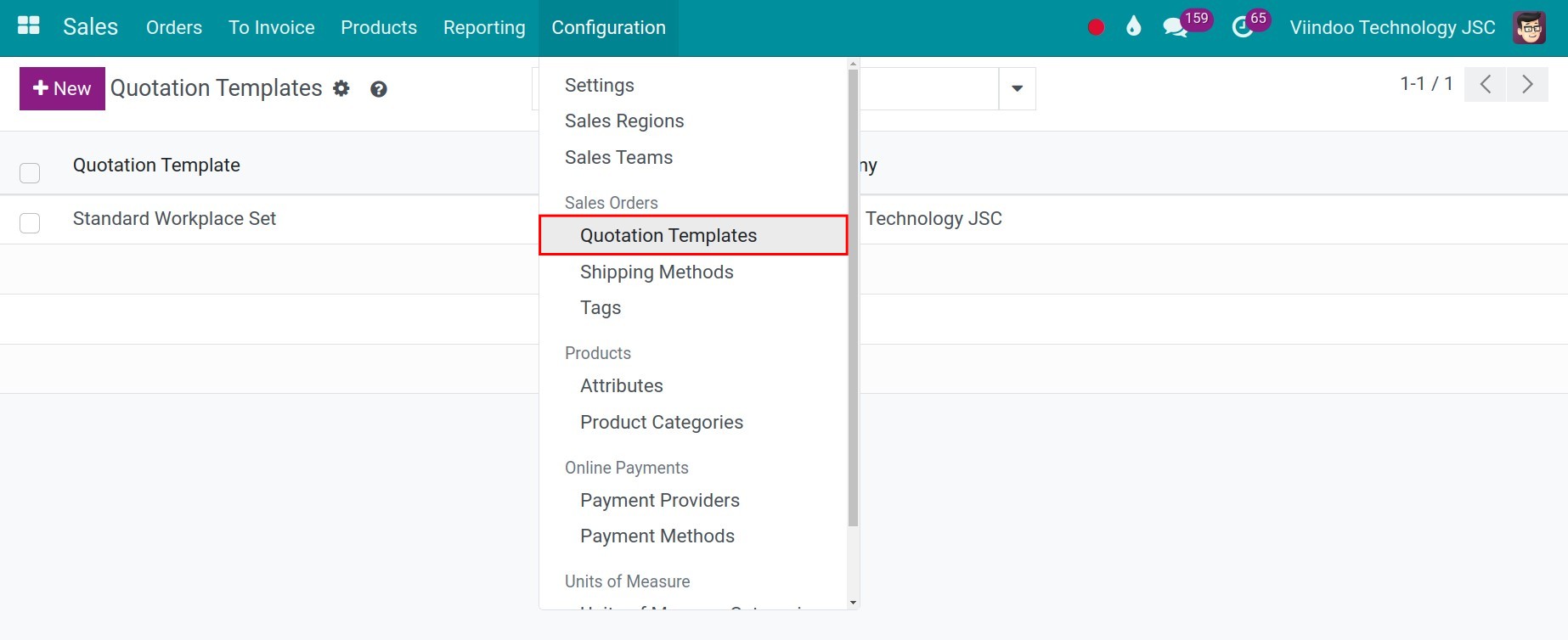 Create quotation templates - Viindoo