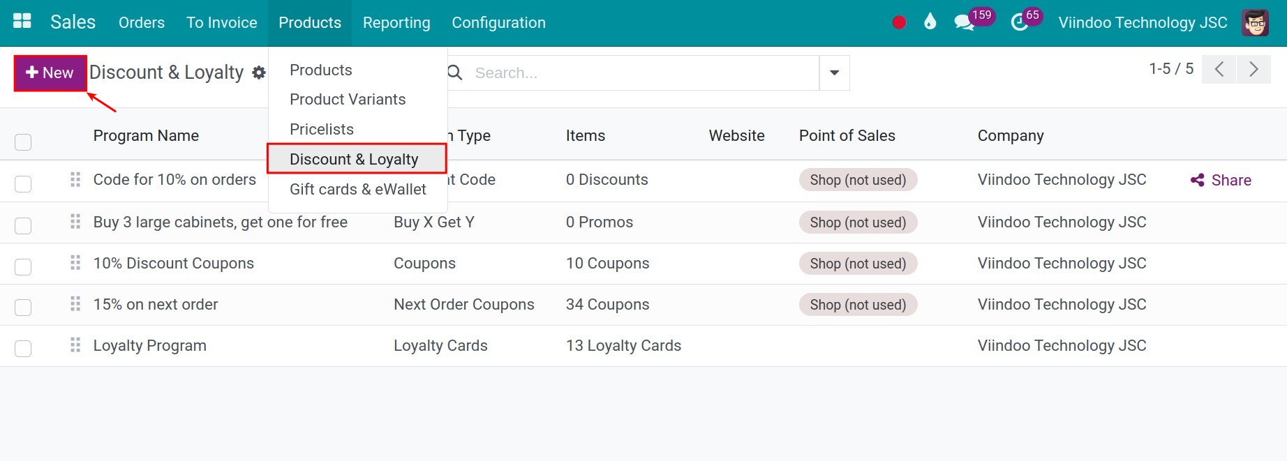 Create new promotion programs