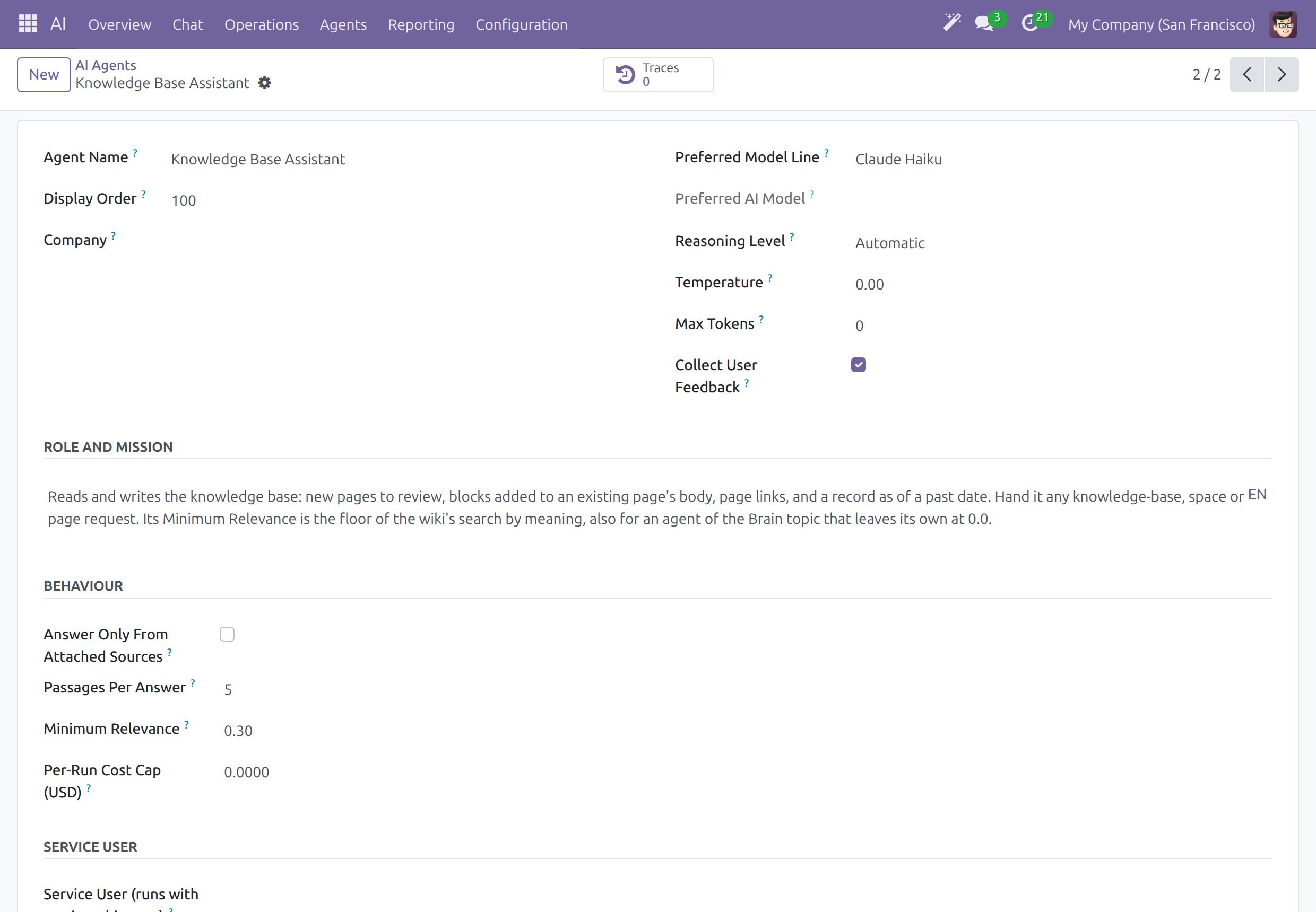 The form of the Knowledge Base Assistant with its Preferred Model Line and Minimum Relevance