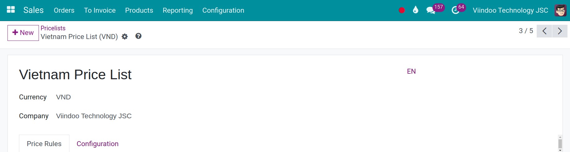 General information on a quotation