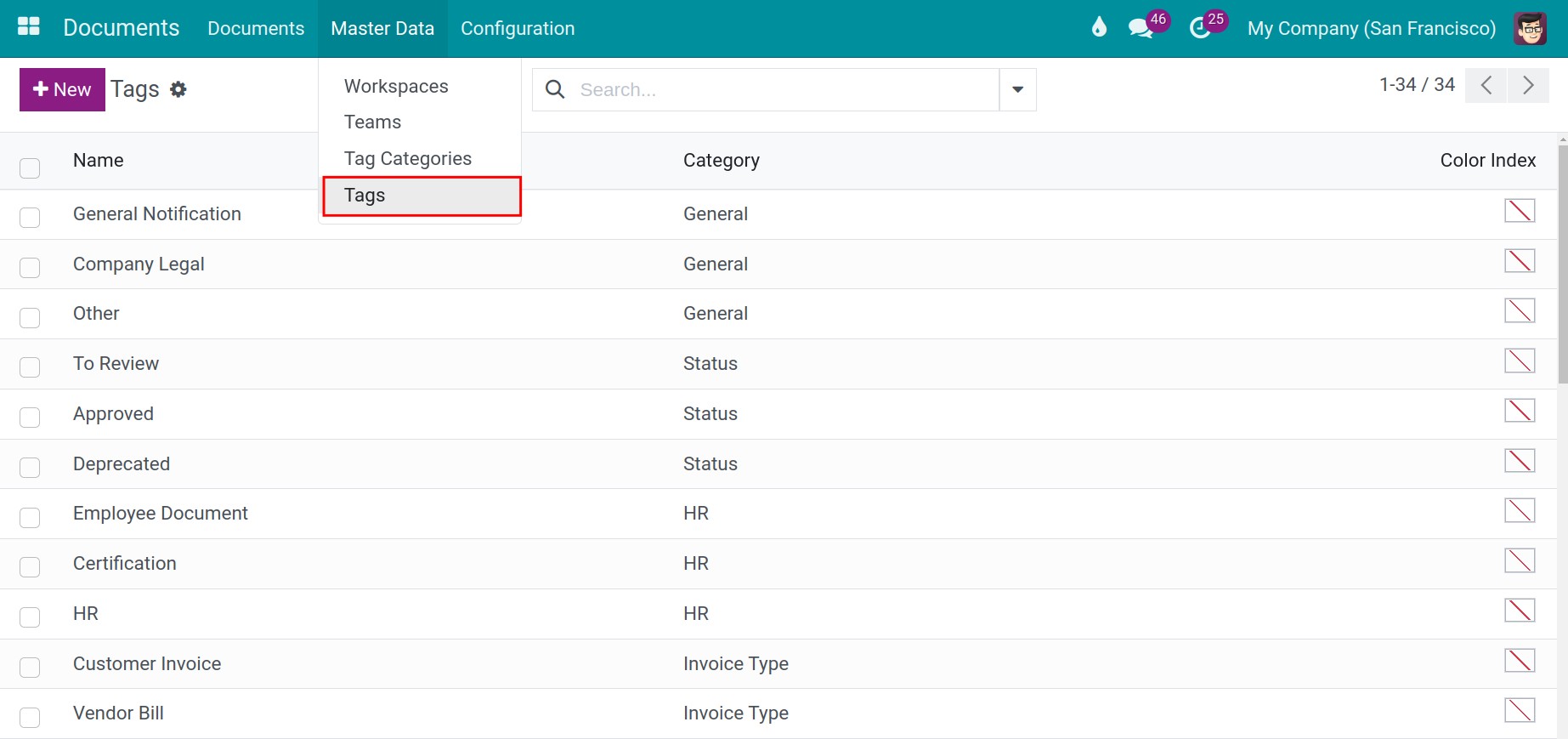 Configure a document tag in Viindoo
